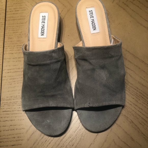 Steve Madden Gray Suede Slide Sandals Size 7.5 - Picture 5 of 5